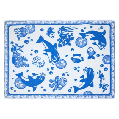 Одеяло байковое Ермолино 57-8ЕТ Ж (140*100, голубой дельфины)
