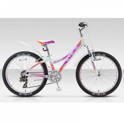 Велосипед 24" STELS Navigator-430 V 11.5" 6 скор. белый/фиолетовый/оранжевый