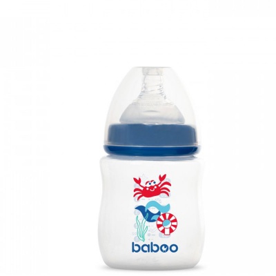 Бутылочка Baboo 3-115 с силиконовой соской (широкая) 150 мл. Marine. 0 мес+