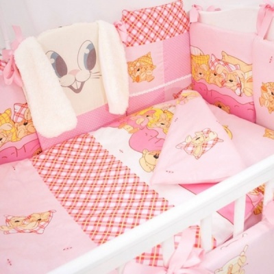 Комплект Крошкин дом "Мой зайка" 18пр. (розовый) с подушечками