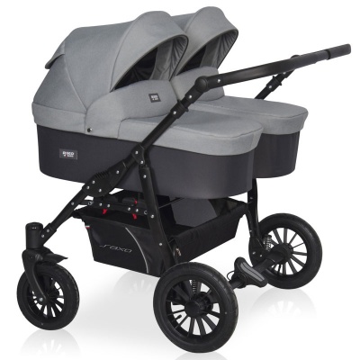 Коляска д/двойни SAXO - RIKO BASIC (02 серый-чёрный)