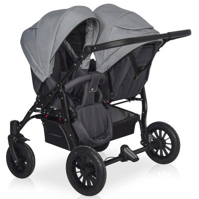 Коляска д/двойни SAXO - RIKO BASIC (02 серый-чёрный)