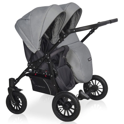 Коляска д/двойни SAXO - RIKO BASIC (02 серый-чёрный)