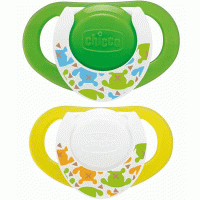Пустышка силиконовая 4м+,  яркий цвет,  2шт. 05729.00 chicco