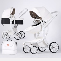 Коляска Luxmom 608-2 (2 в 1) экокожа (белый)