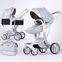 Коляска Luxmom 608-2 (2 в 1) экокожа (серый)