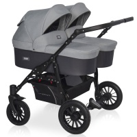 Коляска д/двойни SAXO - RIKO BASIC (02 серый-чёрный)