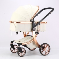 Коляска Luxmom 608 (3 в 1) экокожа (бежевый)