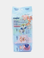 Влажные салфетки Mepsi 64 шт.(8х8шт.) детские,  без отдушки,  арт.535
